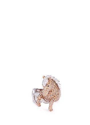 Main View - Click To Enlarge - ROBERTO COIN - 'Animalier' diamond sapphire 18k white gold horse ring