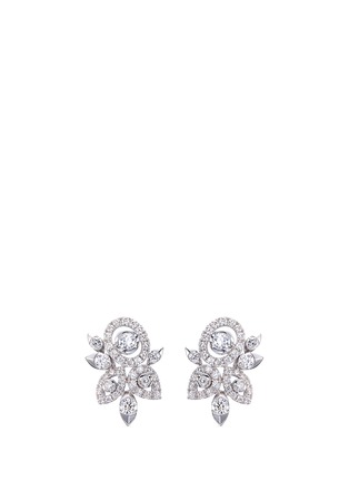 Main View - Click To Enlarge - LAZARE KAPLAN - 'Olivia' diamond 18k white gold floral cutout drop earrings