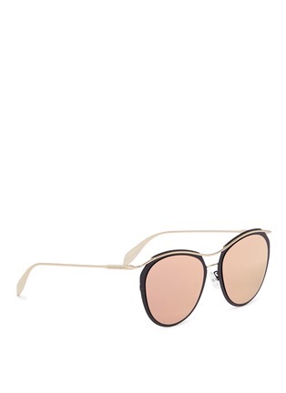 Figure View - Click To Enlarge - ALEXANDER MCQUEEN - Acetate frame front metal mirror round sunglasses