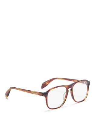 Figure View - Click To Enlarge - ALEXANDER MCQUEEN - Stud tortoiseshell acetate square optical glasses