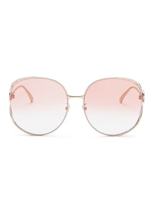 Main View - Click To Enlarge - GUCCI - 'GG' logo metal round sunglasses