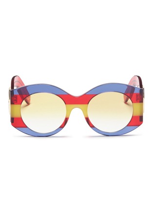 Main View - Click To Enlarge - GUCCI - Web stripe acetate oversized round sunglasses