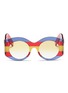 Main View - Click To Enlarge - GUCCI - Web stripe acetate oversized round sunglasses