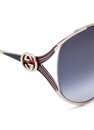 Detail View - Click To Enlarge - GUCCI - 'GG' logo metal round sunglasses
