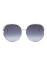 Main View - Click To Enlarge - GUCCI - 'GG' logo metal round sunglasses