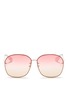 Main View - Click To Enlarge - GUCCI - GLITTER RIM METAL OVAL SUNGLASSES