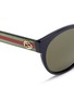 Detail View - Click To Enlarge - GUCCI - Glitter web stripe temple acetate round sunglasses