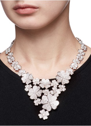 Figure View - Click To Enlarge - CZ BY KENNETH JAY LANE - Cubic zirconia floral bib necklace