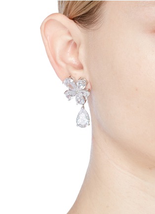Figure View - Click To Enlarge - CZ BY KENNETH JAY LANE - Floral cubic zirconia drop earrings