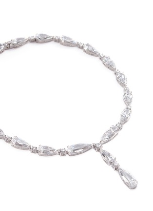 Detail View - Click To Enlarge - CZ BY KENNETH JAY LANE - Cubic zirconia silver link drop necklace