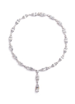 Main View - Click To Enlarge - CZ BY KENNETH JAY LANE - Cubic zirconia silver link drop necklace