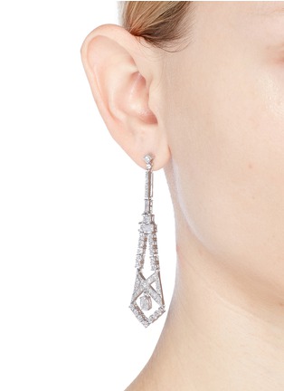 Figure View - Click To Enlarge - CZ BY KENNETH JAY LANE - Cubic zirconia cutout geometric drop earrings