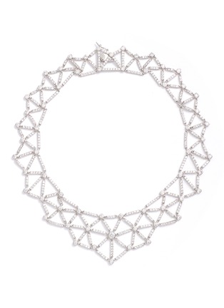 Main View - Click To Enlarge - CZ BY KENNETH JAY LANE - Cubic zirconia spider web necklace