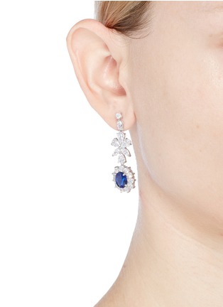 Figure View - Click To Enlarge - CZ BY KENNETH JAY LANE - Cubic zirconia floral drop earrings