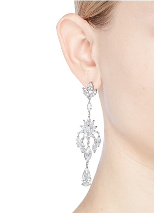 Figure View - Click To Enlarge - CZ BY KENNETH JAY LANE - Floral cubic zirconia chandelier earrings