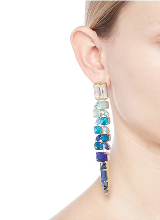 Figure View - Click To Enlarge - JARDIN - Ombré strass link statement earrings