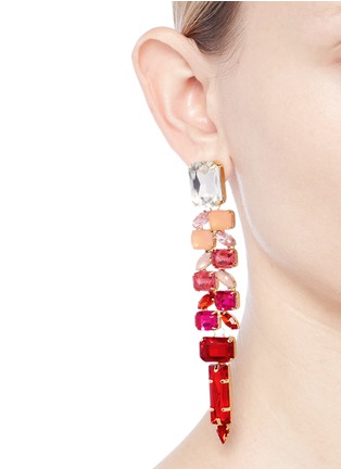 Figure View - Click To Enlarge - JARDIN - Ombré strass link statement earrings