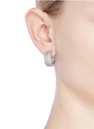 Figure View - Click To Enlarge - CZ BY KENNETH JAY LANE - 'Half Moon' cubic zirconia hoop earrings