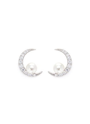 Main View - Click To Enlarge - CZ BY KENNETH JAY LANE - Cubic zirconia crescent shell pearl earrings