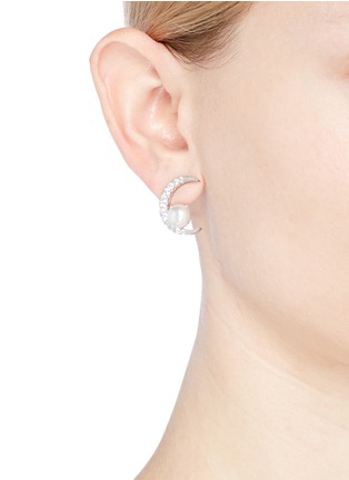 Figure View - Click To Enlarge - CZ BY KENNETH JAY LANE - Cubic zirconia crescent shell pearl earrings