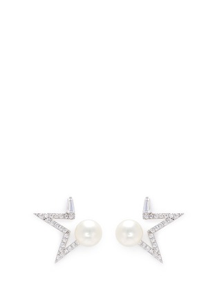 Main View - Click To Enlarge - CZ BY KENNETH JAY LANE - Cubic zirconia freshwater pearl open star stud earrings