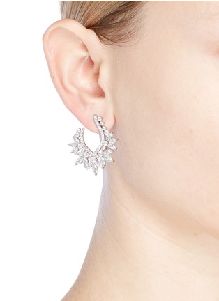 Figure View - Click To Enlarge - CZ BY KENNETH JAY LANE - Cubic zirconia marquise hoop earrings