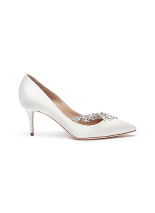 Main View - Click To Enlarge - MANOLO BLAHNIK - 'Nadira' Swarovski crystal band silk satin pumps