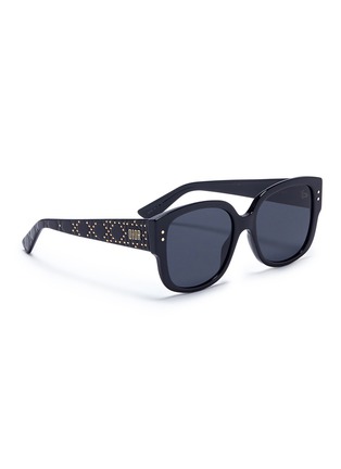 Figure View - Click To Enlarge - DIOR - 'Lady Dior' logo stud temple acetate square sunglasses