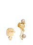 Back View - Click To Enlarge - MOUNSER - 'Hear No Evil' faux pearl mineral gem ear cuff stud earrings
