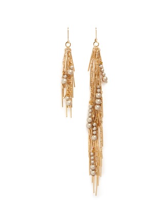 Main View - Click To Enlarge - MOUNSER - 'Reverb' fringe pearl assymetric earrings