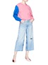 Figure View - Click To Enlarge - TIBI - Colourblock sculpted sleeve hoodie