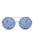 Main View - Click To Enlarge - FENDI - 'Run Way' oversized logo metal round sunglasses