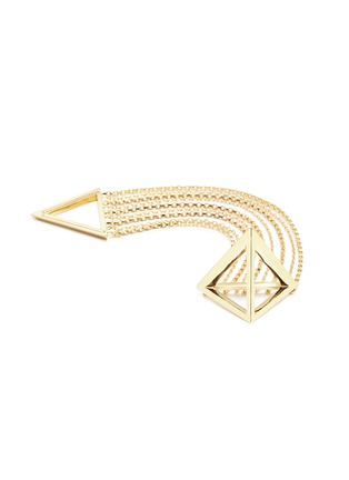 Detail View - Click To Enlarge - OLIVIA YAO - 'Ivory' cutout pyramid chain single magnet clip earring