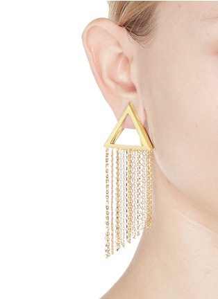 Figure View - Click To Enlarge - OLIVIA YAO - 'Ivory' cutout pyramid chain single magnet clip earring