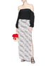 Figure View - Click To Enlarge - VIX - 'Pearl Black Berry' slit cuff wide leg beach pants