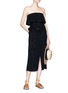 Figure View - Click To Enlarge - VIX - Belted wrap effect strapless midi dress