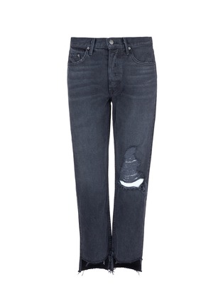 Main View - Click To Enlarge - GRLFRND - 'Helena' distressed staggered cuff straight leg jeans