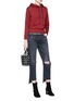 Figure View - Click To Enlarge - GRLFRND - 'Helena' distressed staggered cuff straight leg jeans