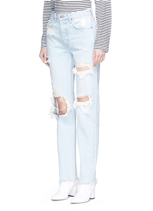 Front View - Click To Enlarge - GRLFRND - 'Helena' distressed straight leg jeans