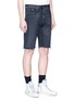 Front View - Click To Enlarge - SAINT LAURENT - Frayed cuff denim Bermuda shorts