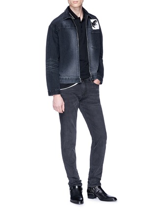 Figure View - Click To Enlarge - SAINT LAURENT - Contrast rib polo shirt