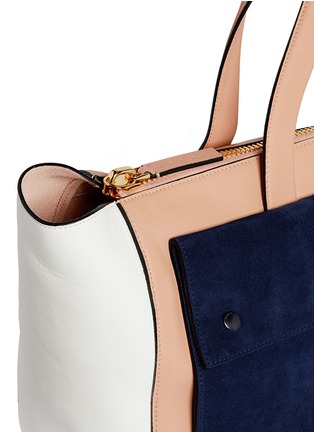 Detail View - Click To Enlarge - MARNI - Suede pocket tricolour leather tote