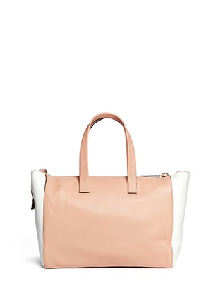 Back View - Click To Enlarge - MARNI - Suede pocket tricolour leather tote
