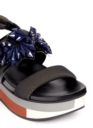 Detail View - Click To Enlarge - MARNI - Floral jewel strap flatform sandals