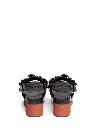 Back View - Click To Enlarge - MARNI - Floral jewel strap flatform sandals