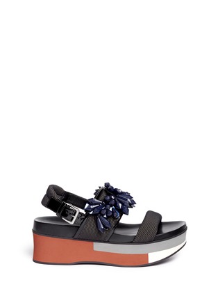 Main View - Click To Enlarge - MARNI - Floral jewel strap flatform sandals
