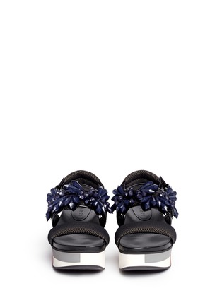 Figure View - Click To Enlarge - MARNI - Floral jewel strap flatform sandals