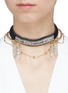 Figure View - Click To Enlarge - VENNA - Ethnic stripe glass crystal feather charm velvet choker