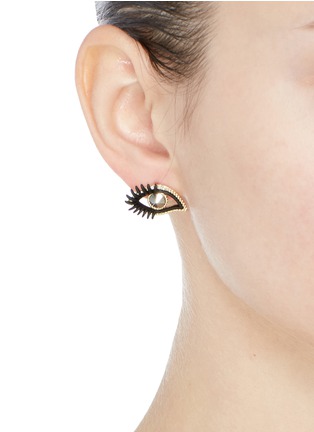 Front View - Click To Enlarge - VENNA - Detachable star drop eye stud earrings