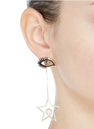 Figure View - Click To Enlarge - VENNA - Detachable star drop eye stud earrings
